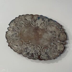 Wallace Vintage Antique Ornate Silverplate 7310 Footed Hot Plate Oval Trivet